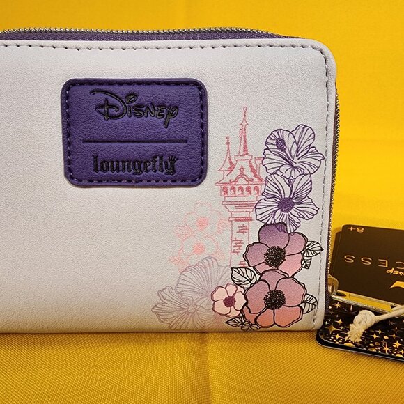 Loungefly Disney Princess Tangled Rapunzel Pastel Flowers Mini Zipper Wallet NEW - Picture 5 of 12
